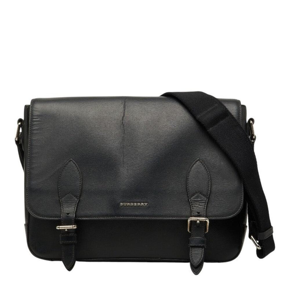 Burberry Nova Check Leather Shoulder Bag Black